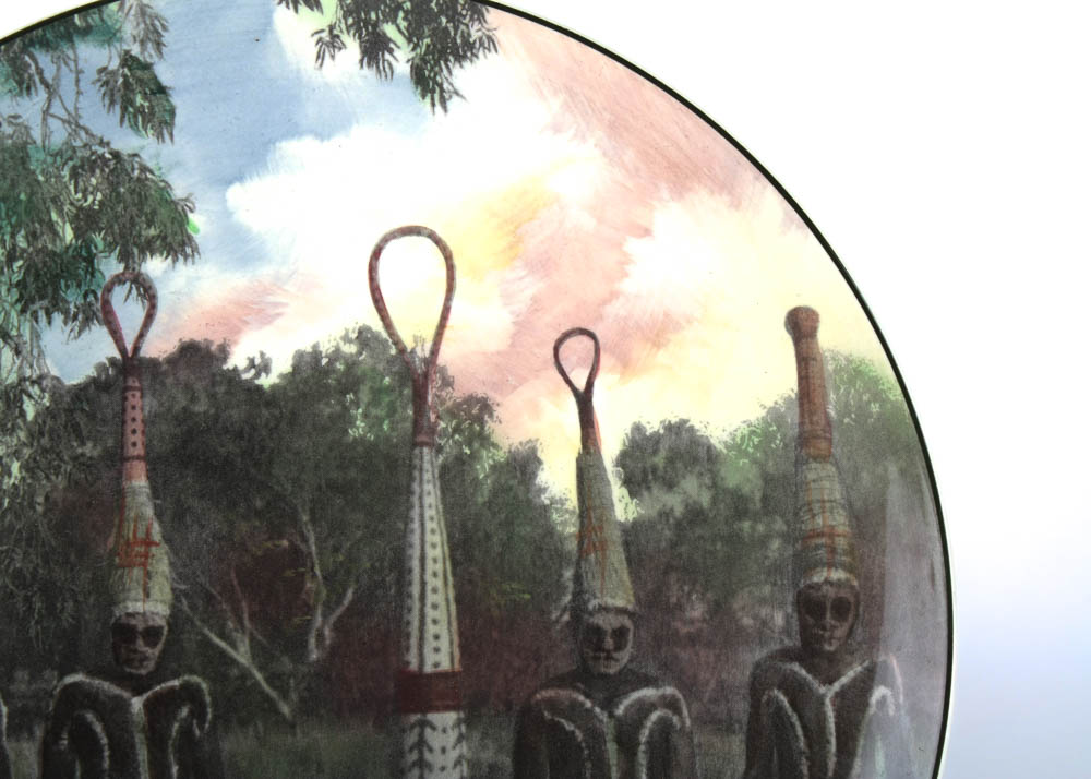 Royal Doulton Rare Bone China Cabinet Plate "Aborigines in Corroboree Dress"