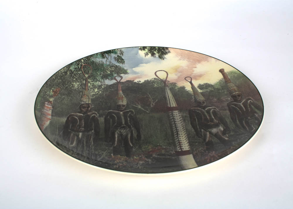 Royal Doulton Rare Bone China Cabinet Plate "Aborigines in Corroboree Dress"