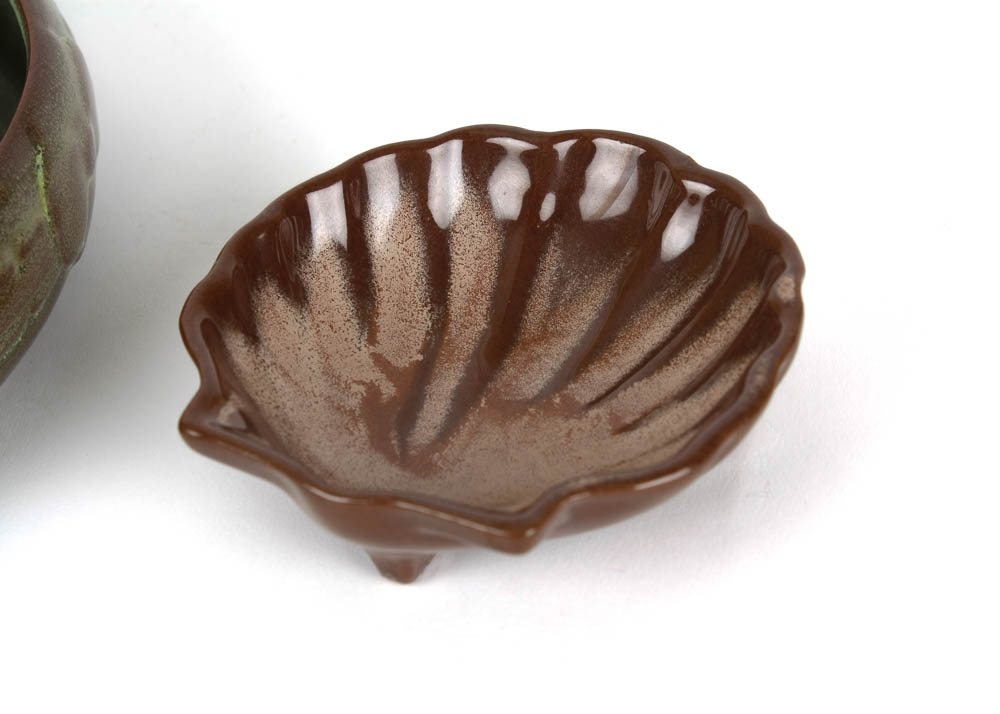 Vintage Frankoma "Ada Clay" Wedding Ring Posey Vase and 1962 Christmas Card Seashell Dish