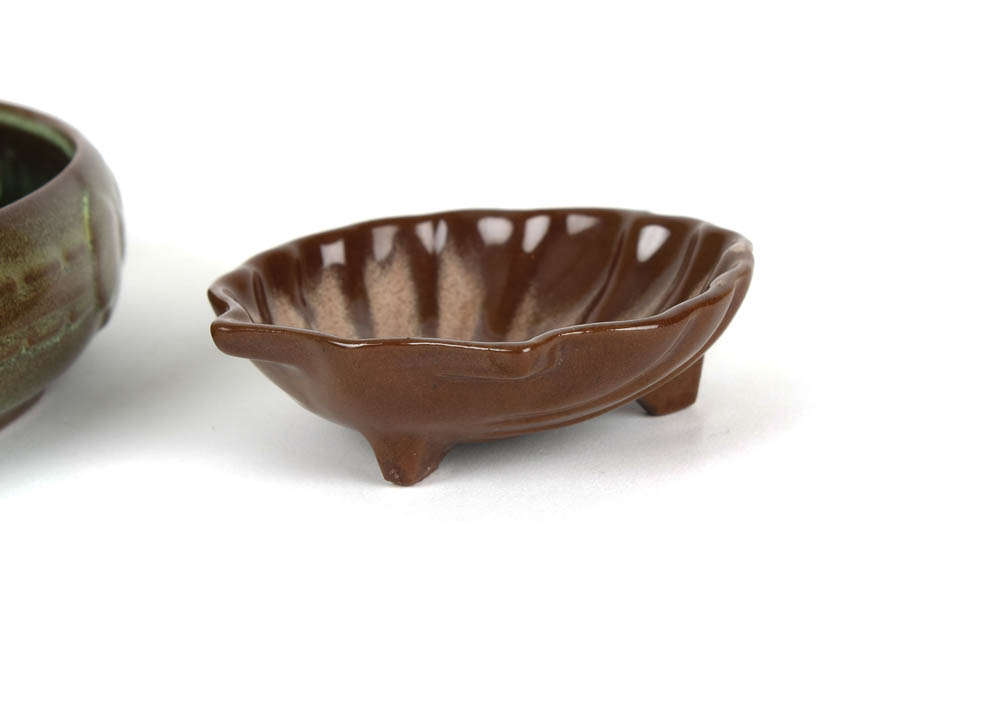 Vintage Frankoma "Ada Clay" Wedding Ring Posey Vase and 1962 Christmas Card Seashell Dish