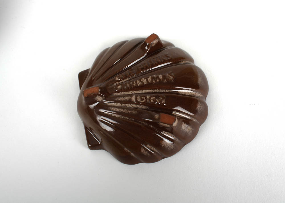 Vintage Frankoma "Ada Clay" Wedding Ring Posey Vase and 1962 Christmas Card Seashell Dish