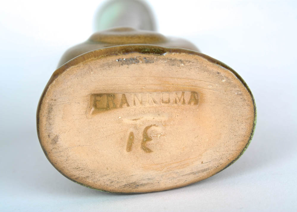 Vintage Frankoma "Peanut" Bowl in Turquoise and "Snail" Bud Vase in Prairie Green