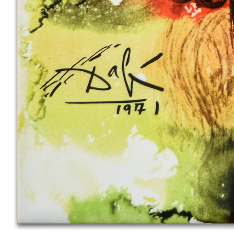 After Salvador Dali Glazed Ceramic Tile "Bucephale"