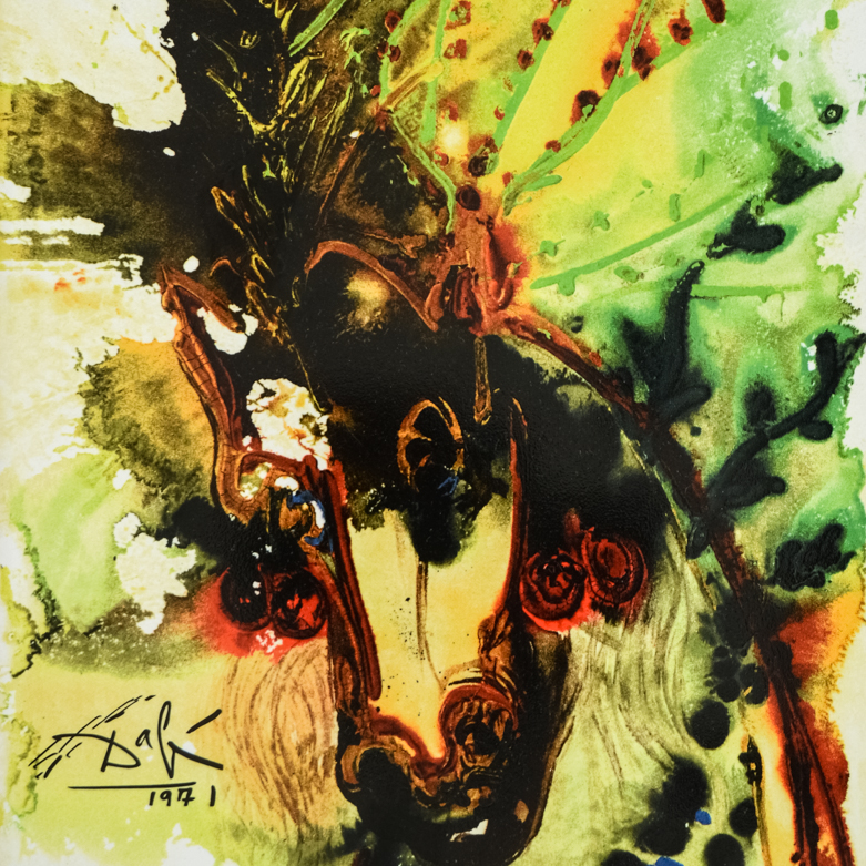 After Salvador Dali Glazed Ceramic Tile "Bucephale"