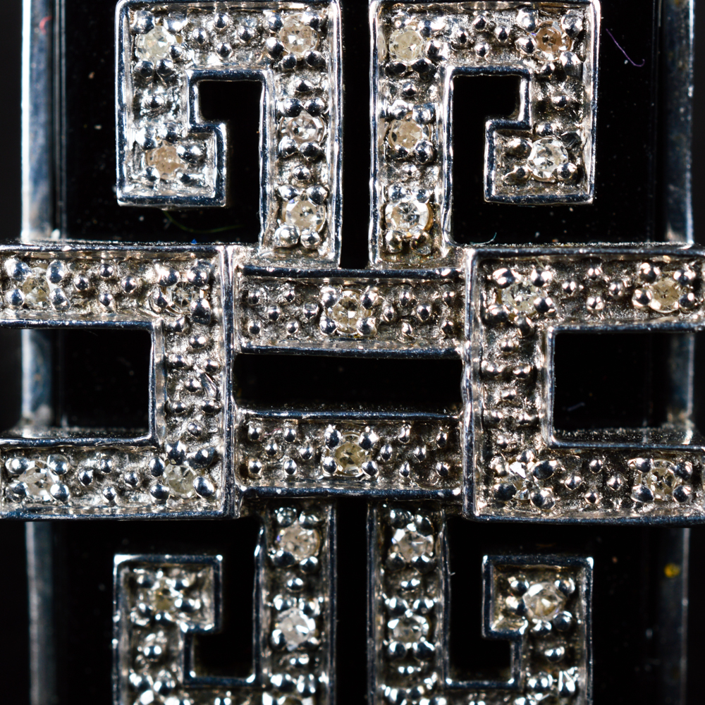 Sterling Silver Black Onyx Diamond Ring