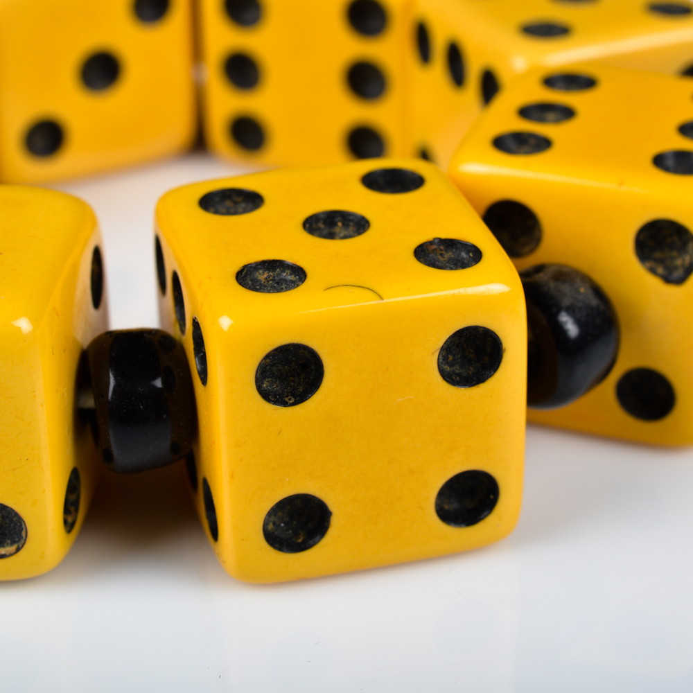 Bakelite and Black Glass Dice Bracelet