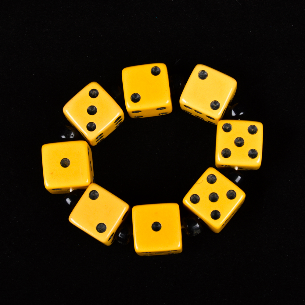 Bakelite and Black Glass Dice Bracelet