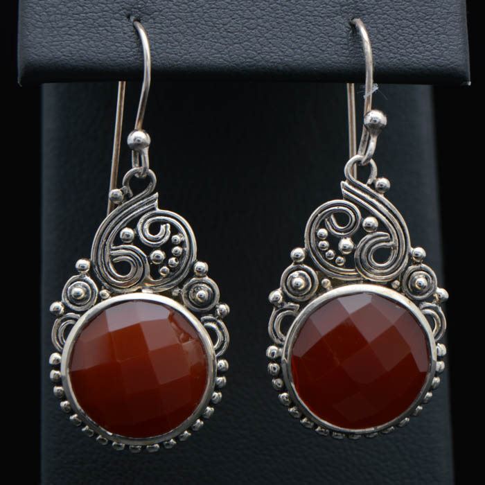 Robert Manse Sterling Silver and Carnelian Dangle Earrings