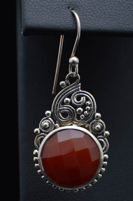 Robert Manse Sterling Silver and Carnelian Dangle Earrings