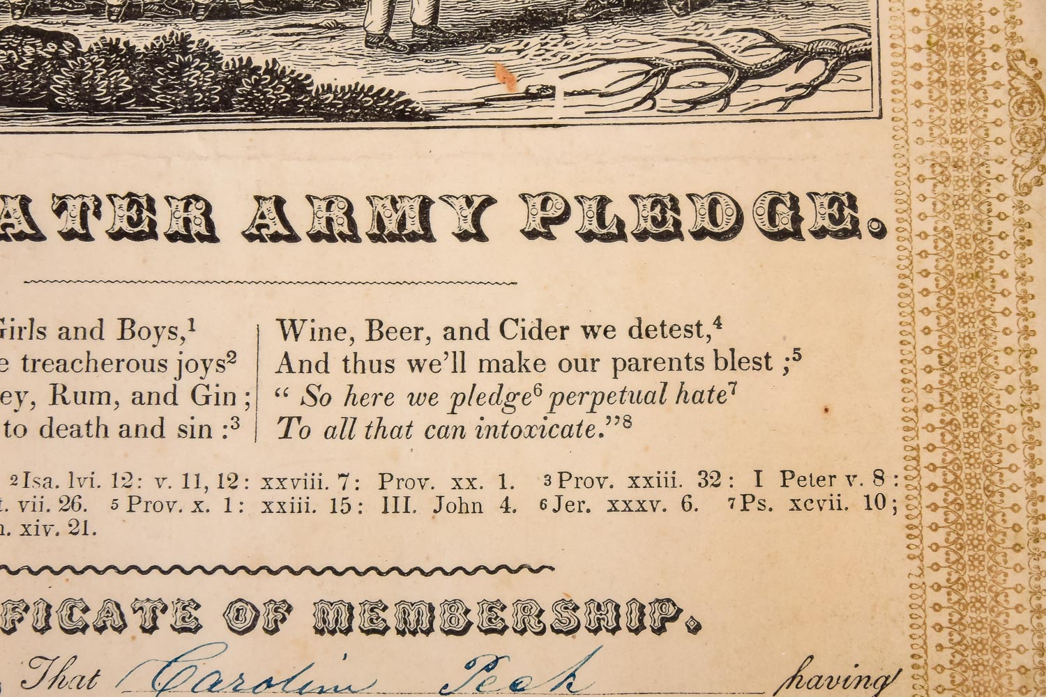 Antique Temperance Pledge