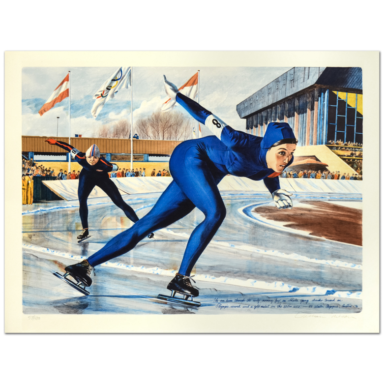 William Nelson Signed Print "Olympic Skating (Sheila Young)"