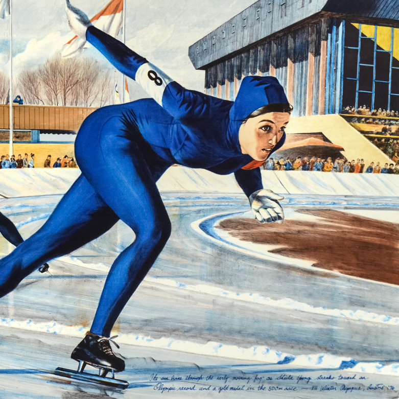 William Nelson Signed Print "Olympic Skating (Sheila Young)"