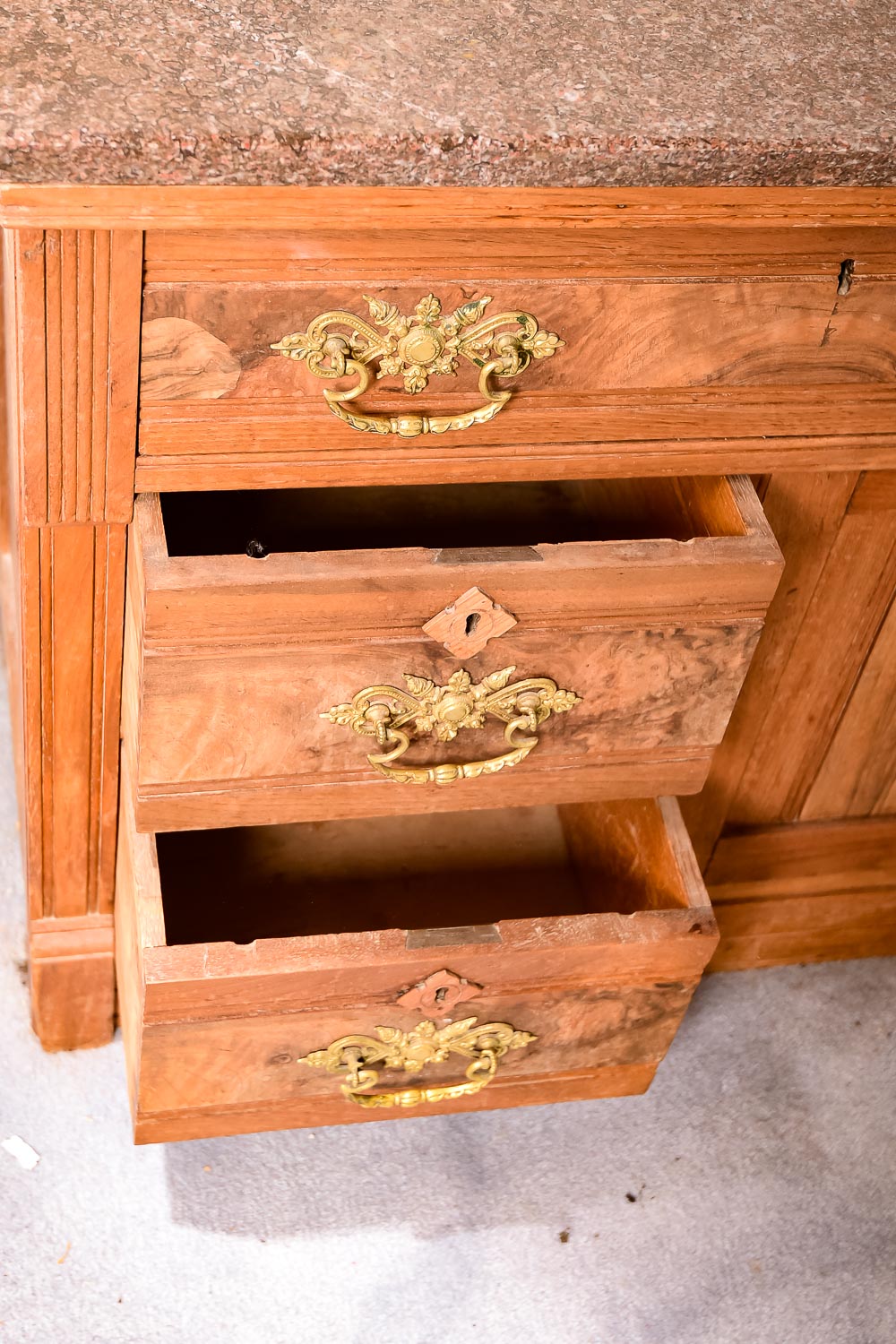 Antique Granite Top Cabinet