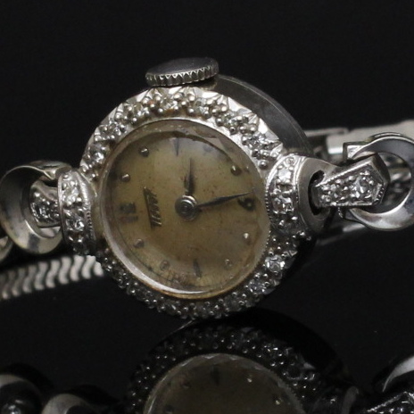 14k White Gold and Diamond Tissot Watch