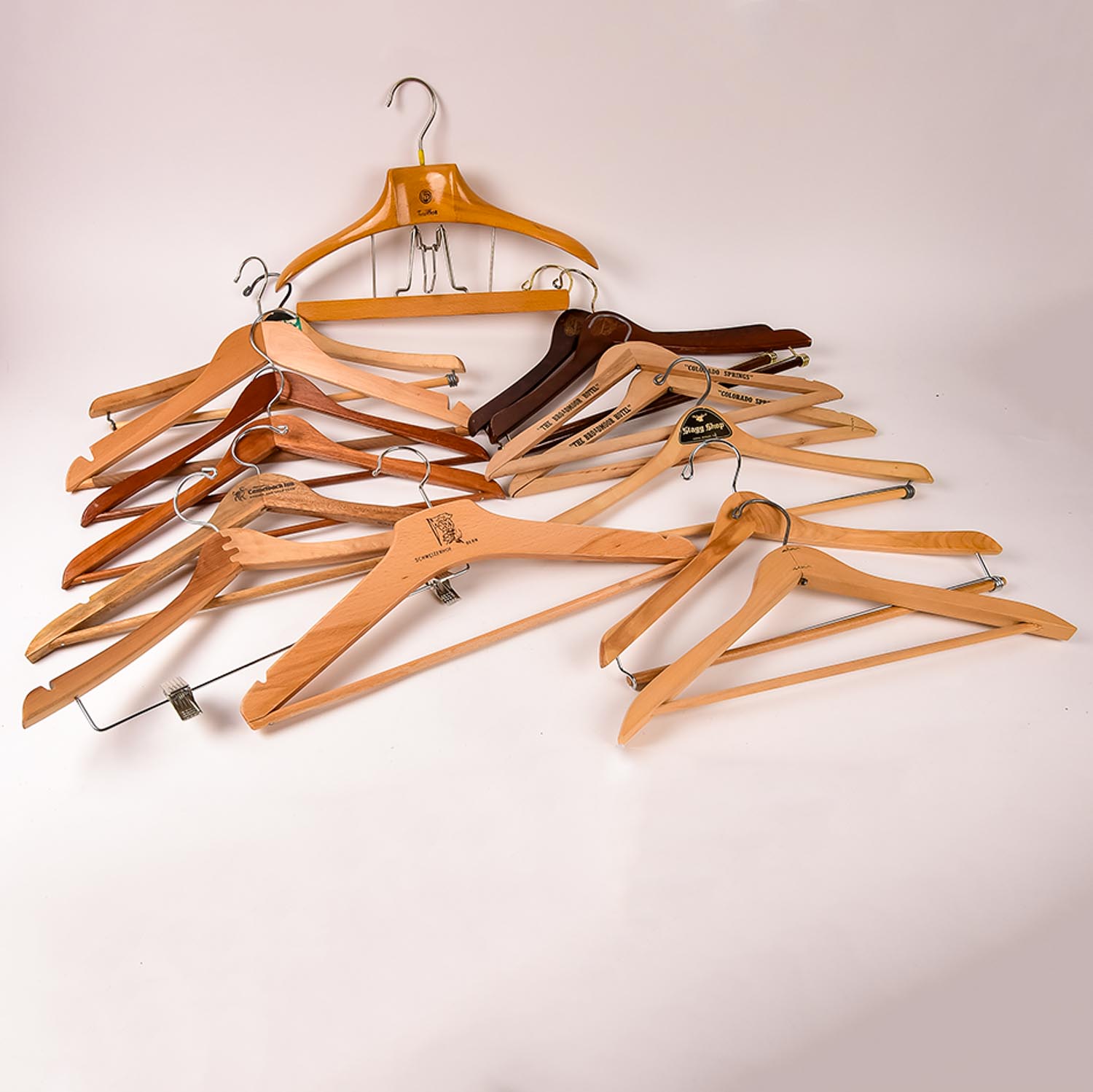 Collection of Assorted Wooden Clothes Hangers