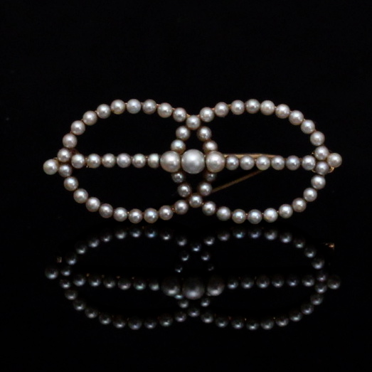 14K Gold and Seed Pearl Brooch