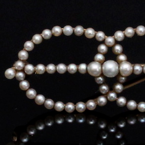 14K Gold and Seed Pearl Brooch