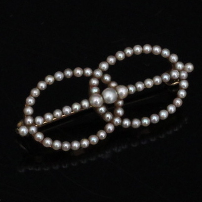 14K Gold and Seed Pearl Brooch