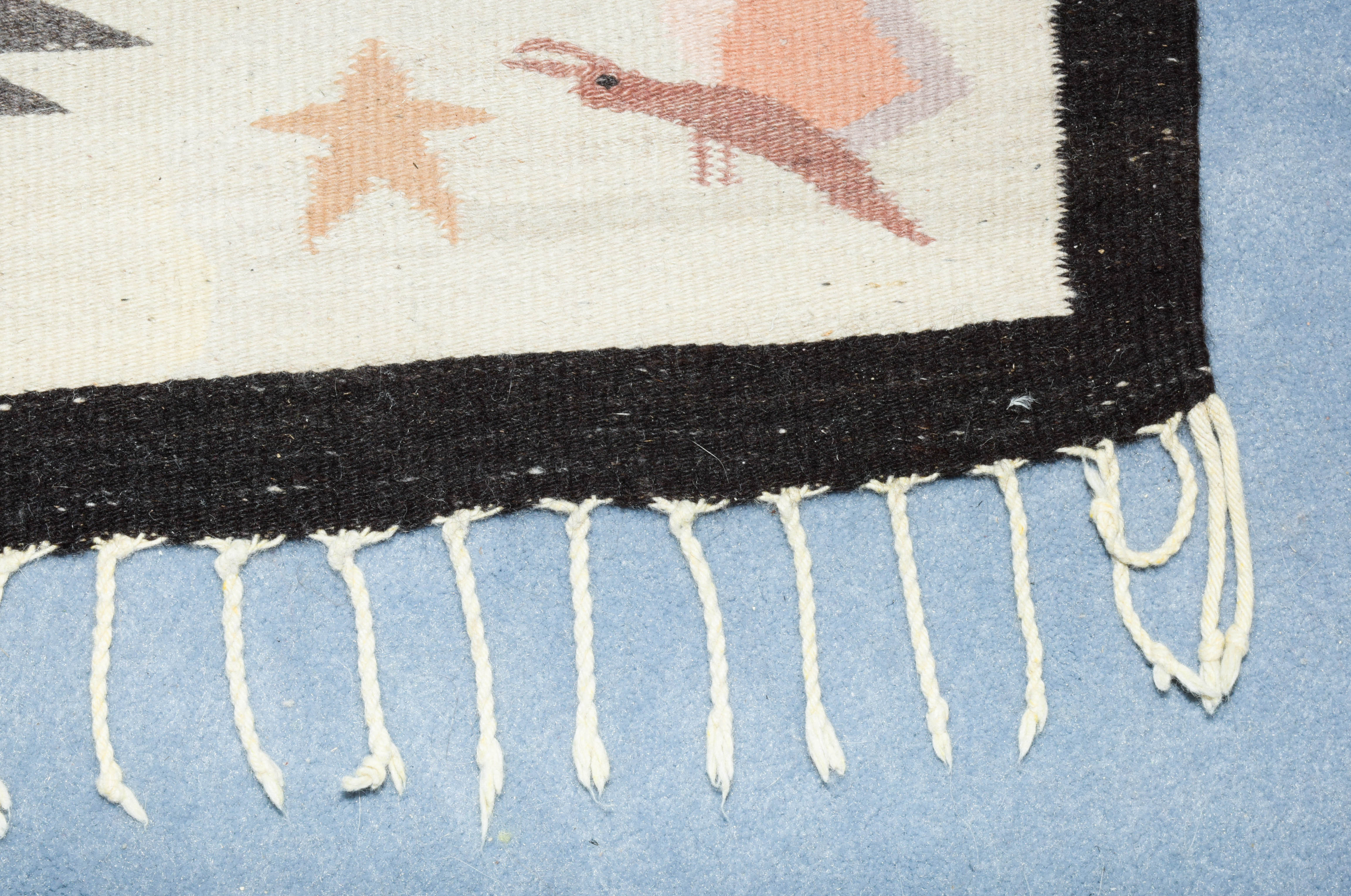 Handwoven Bessarabian-Style Butterfly Patterned Accent Rug