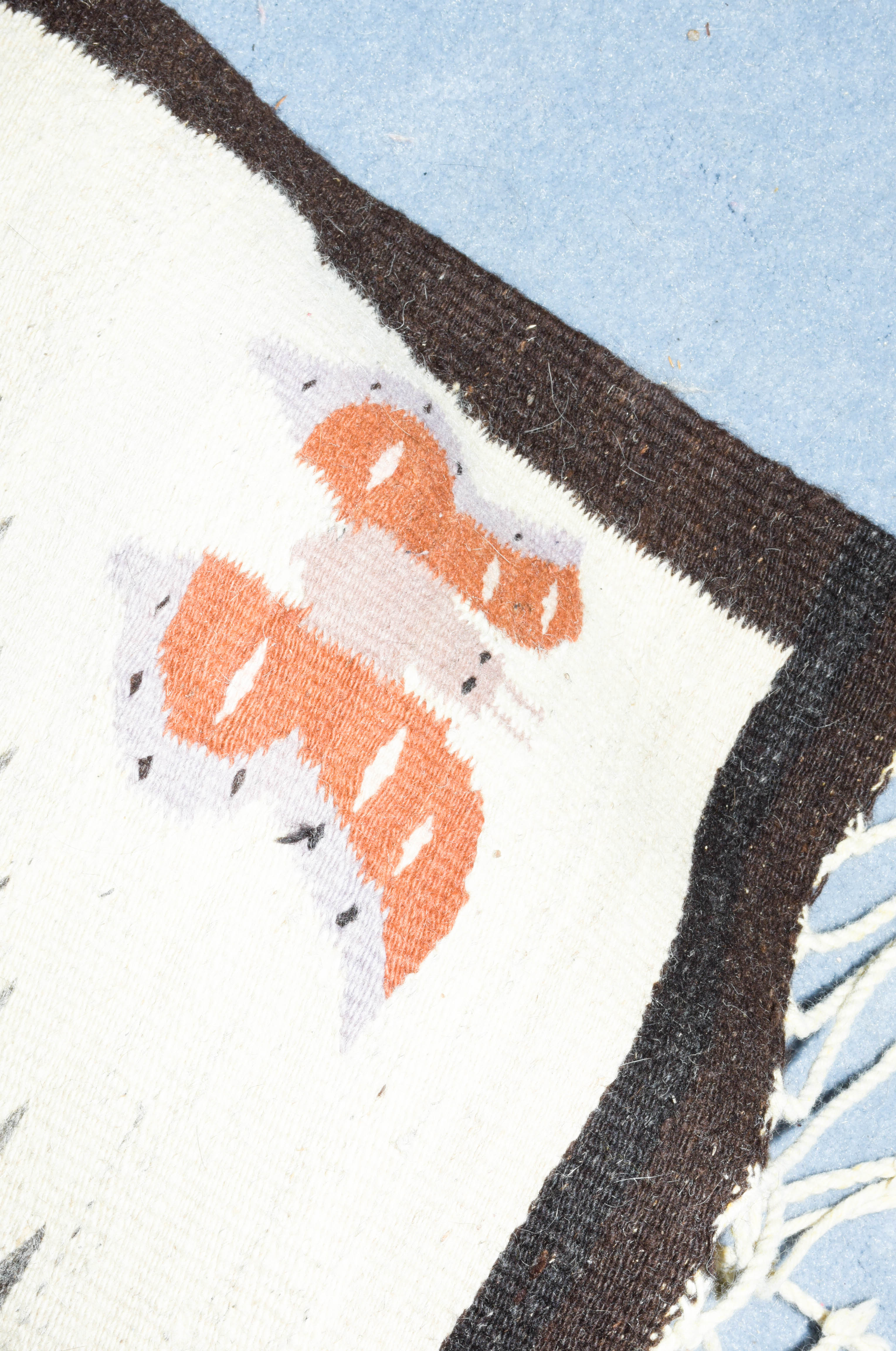 Handwoven Bessarabian-Style Butterfly Patterned Accent Rug