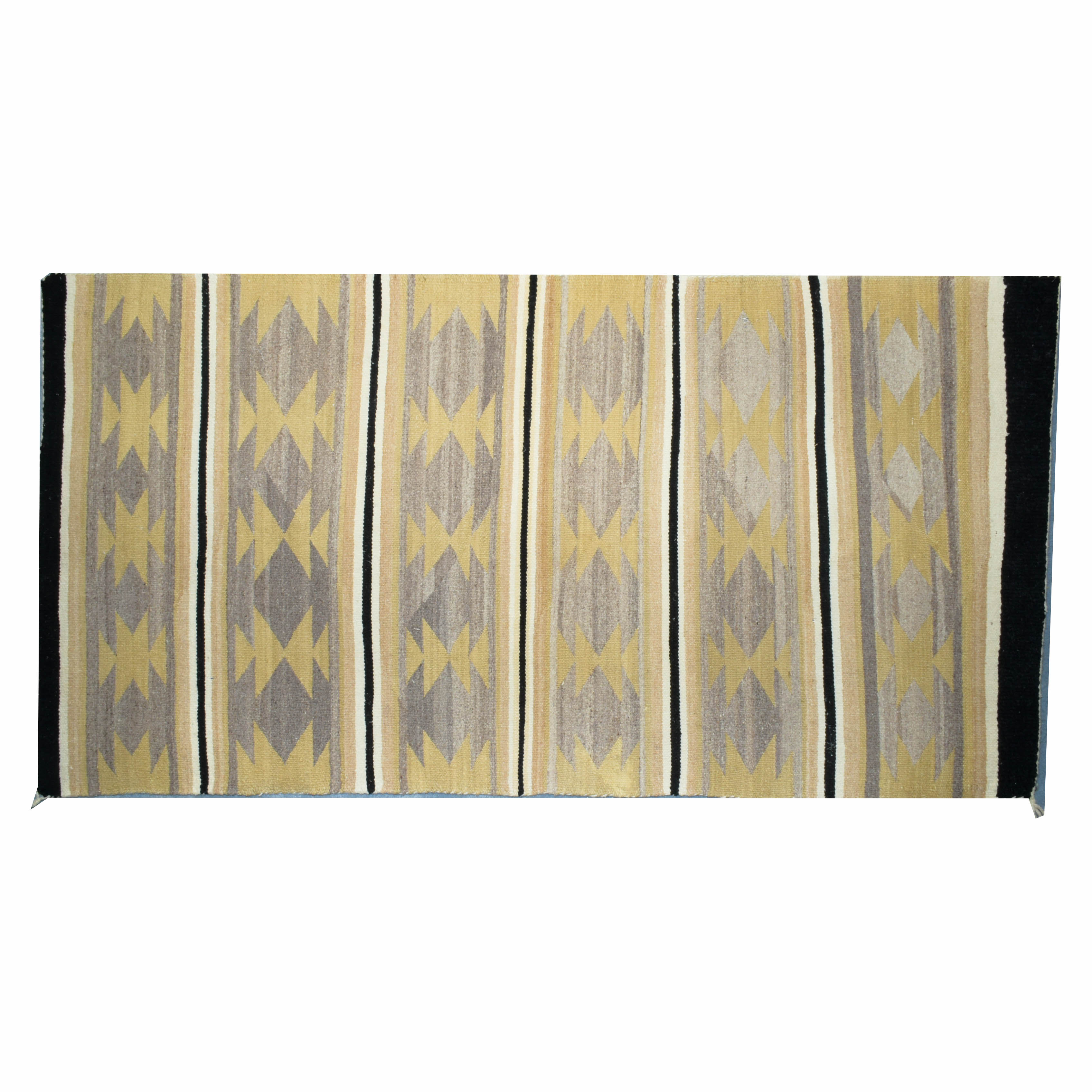 Hand-Woven Geometric Wool Rug