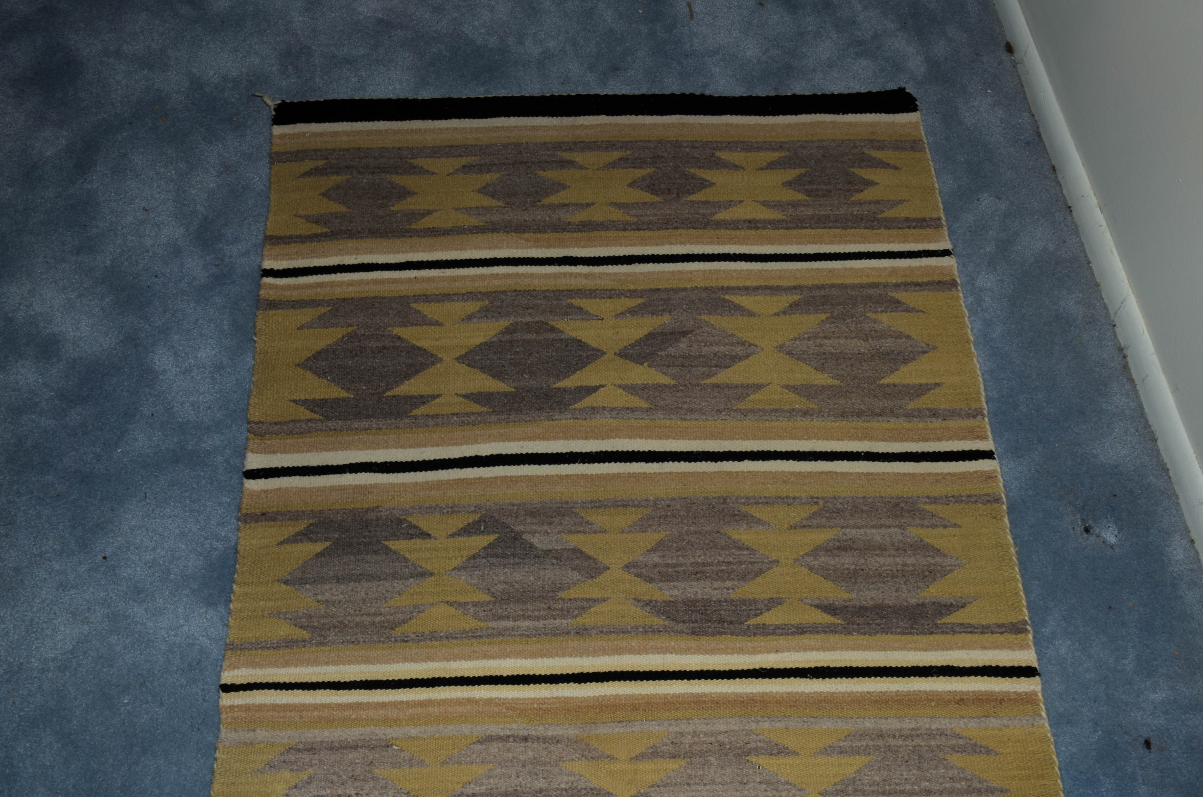 Hand-Woven Geometric Wool Rug