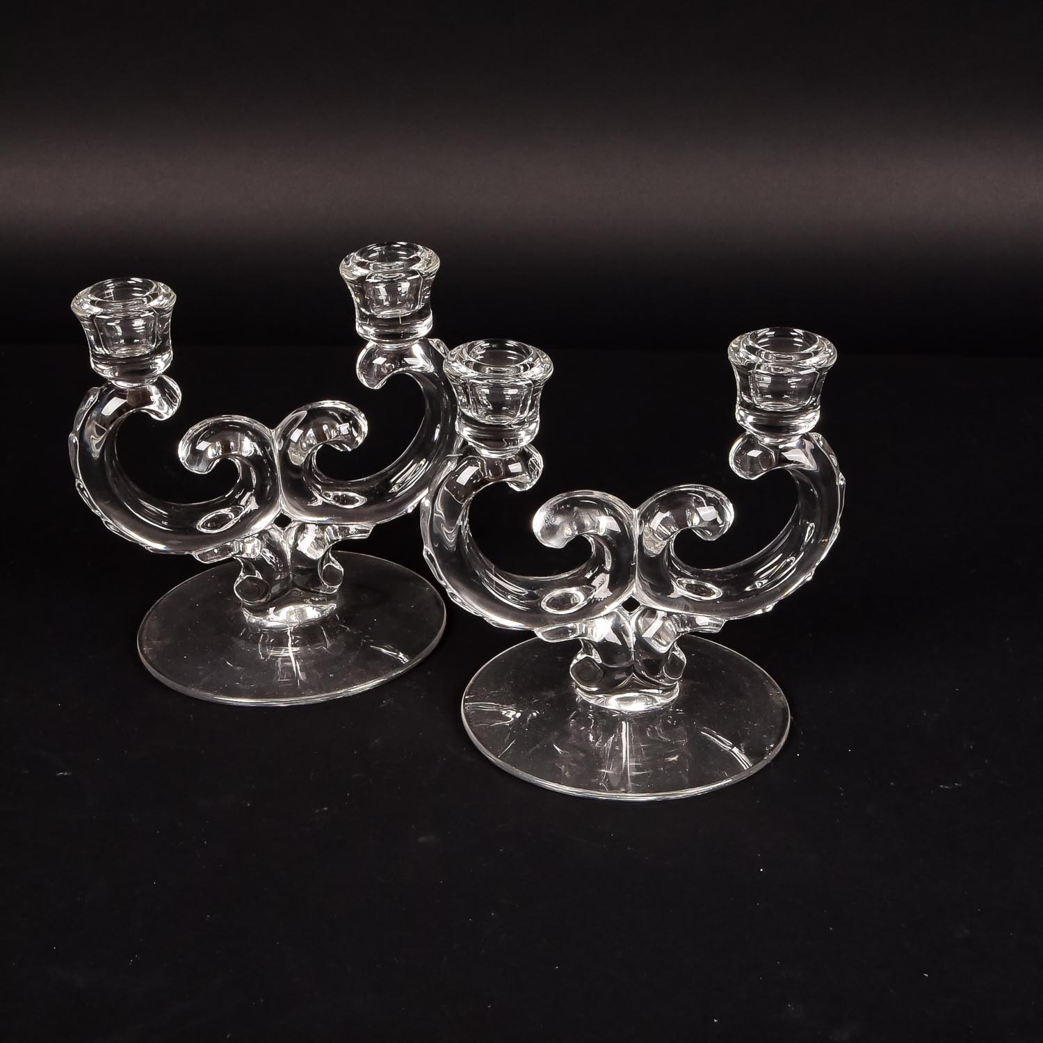 Matching Pair of Crystal Candle Holders