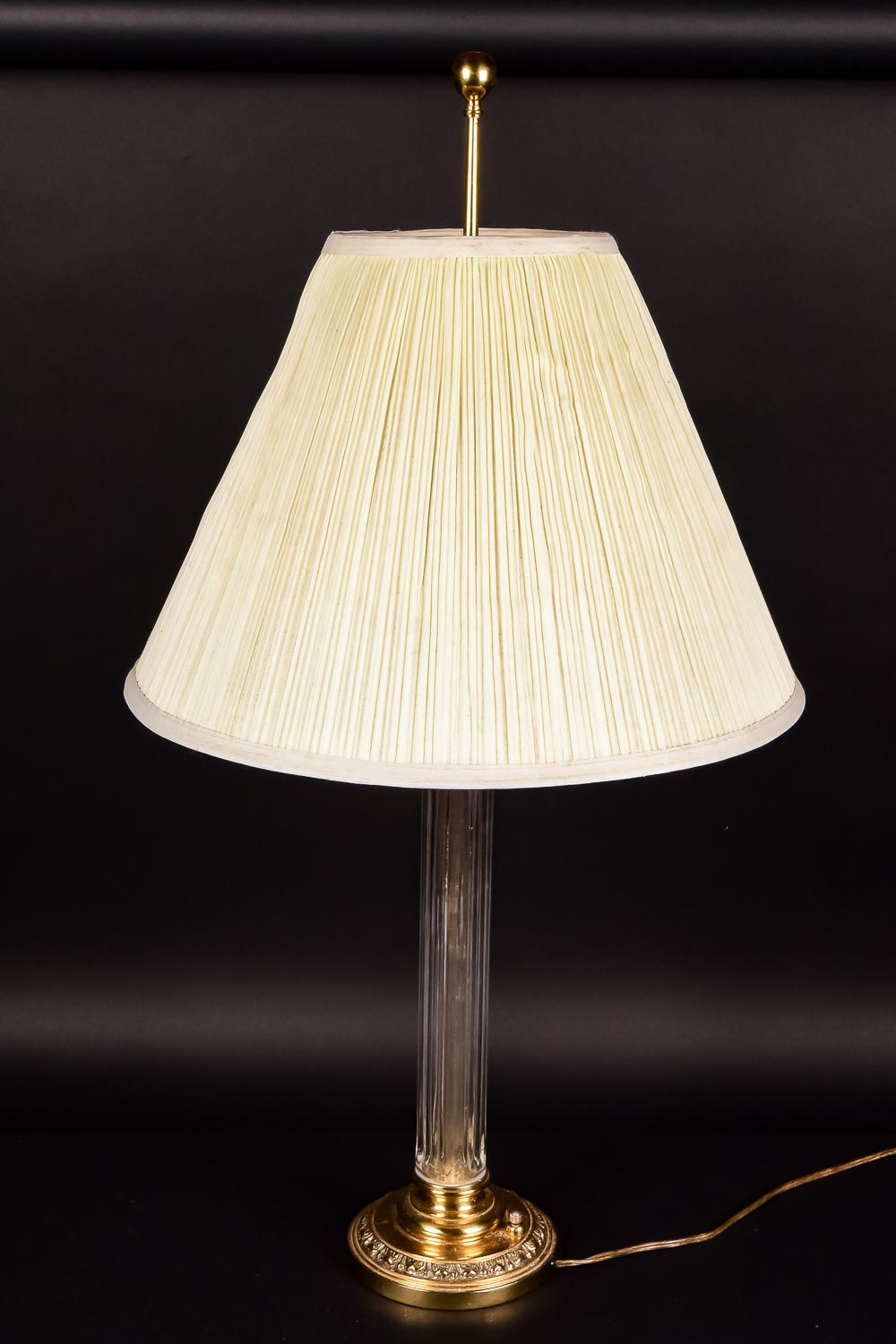 Tripartite Glass and Brass-Tone Table Lamp