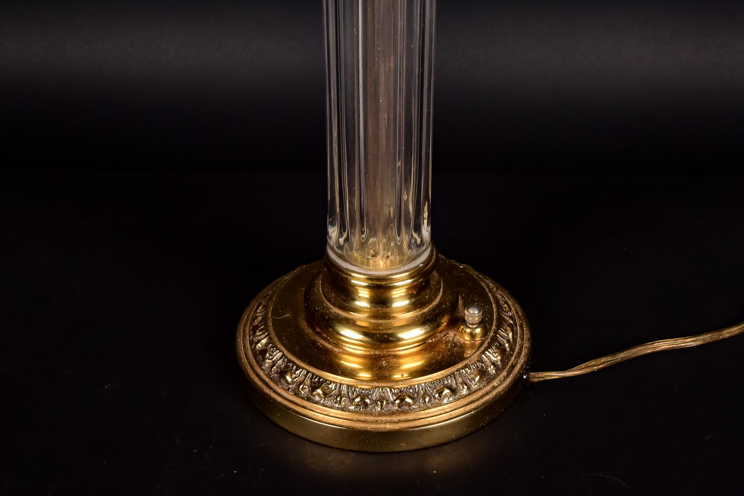 Tripartite Glass and Brass-Tone Table Lamp