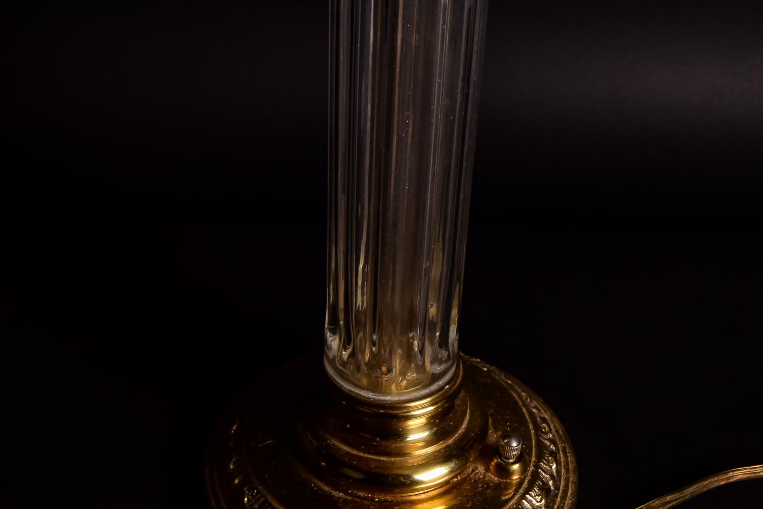 Tripartite Glass and Brass-Tone Table Lamp