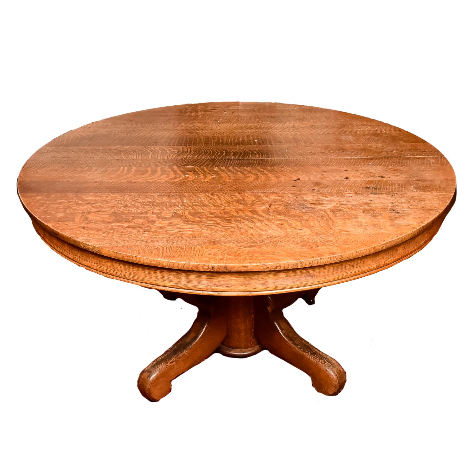 Quartersewn Oak Wood Pedestal Table