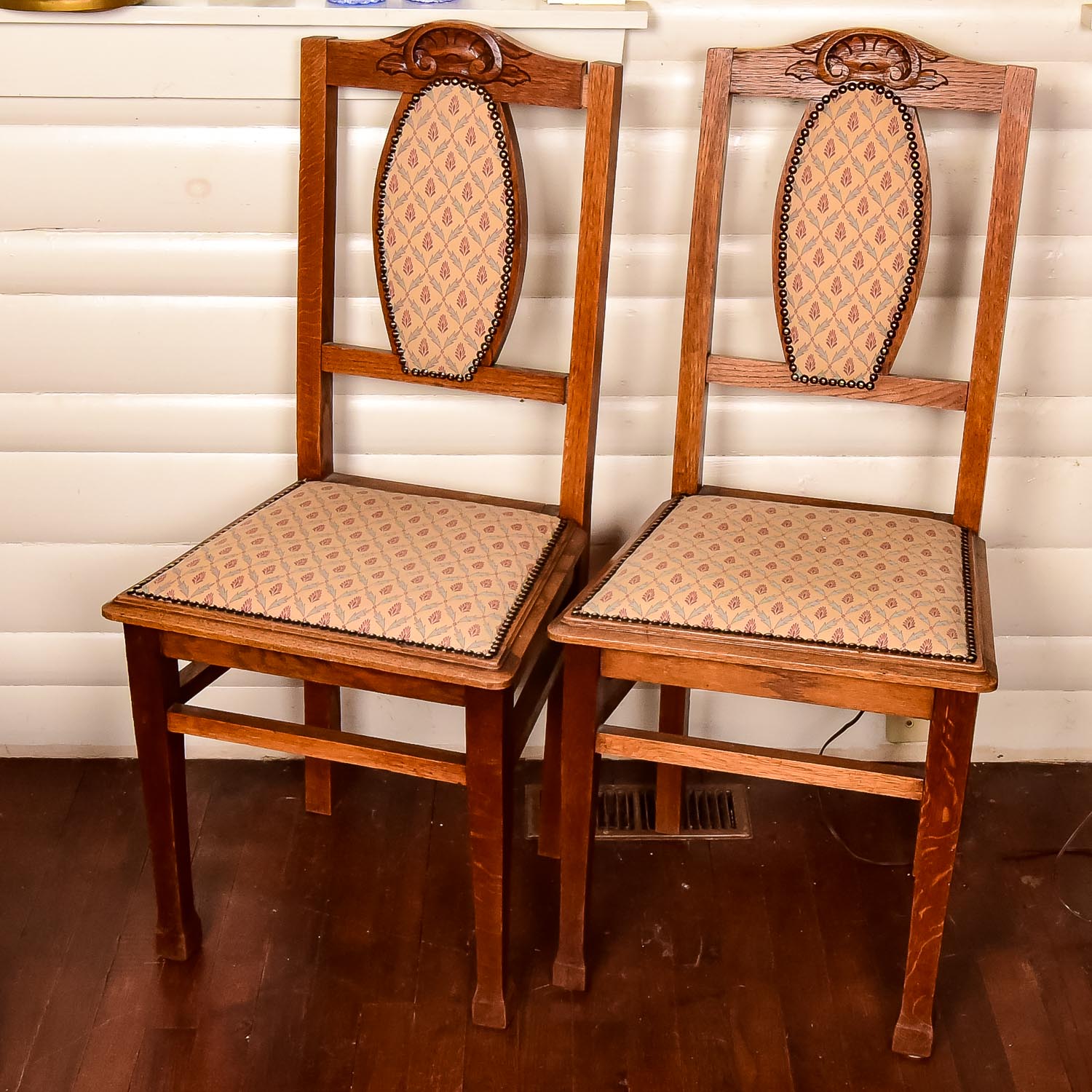Pair of Vintage Upholstered Dining Side Chairs