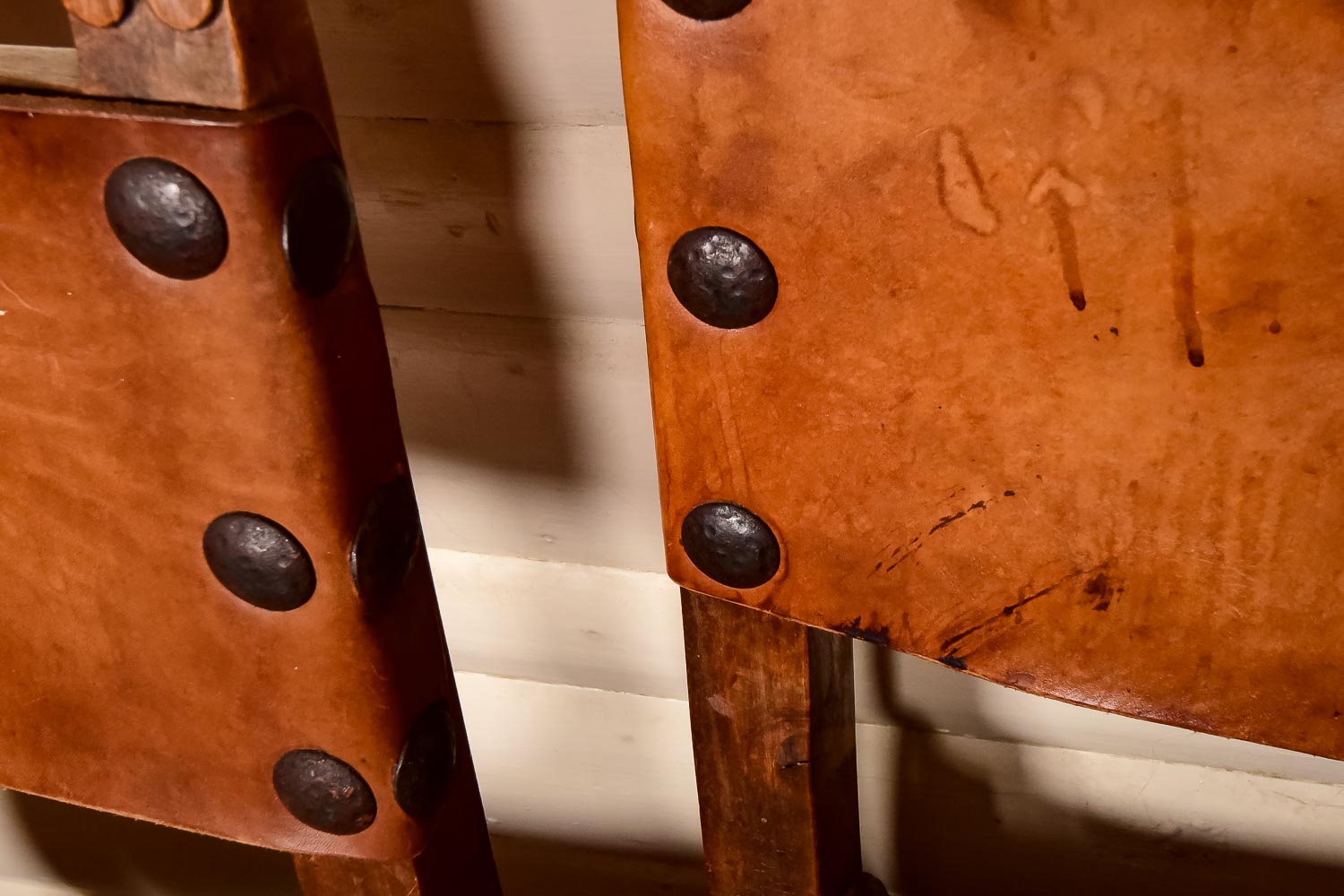 Pair of Wood and Leather Chairs