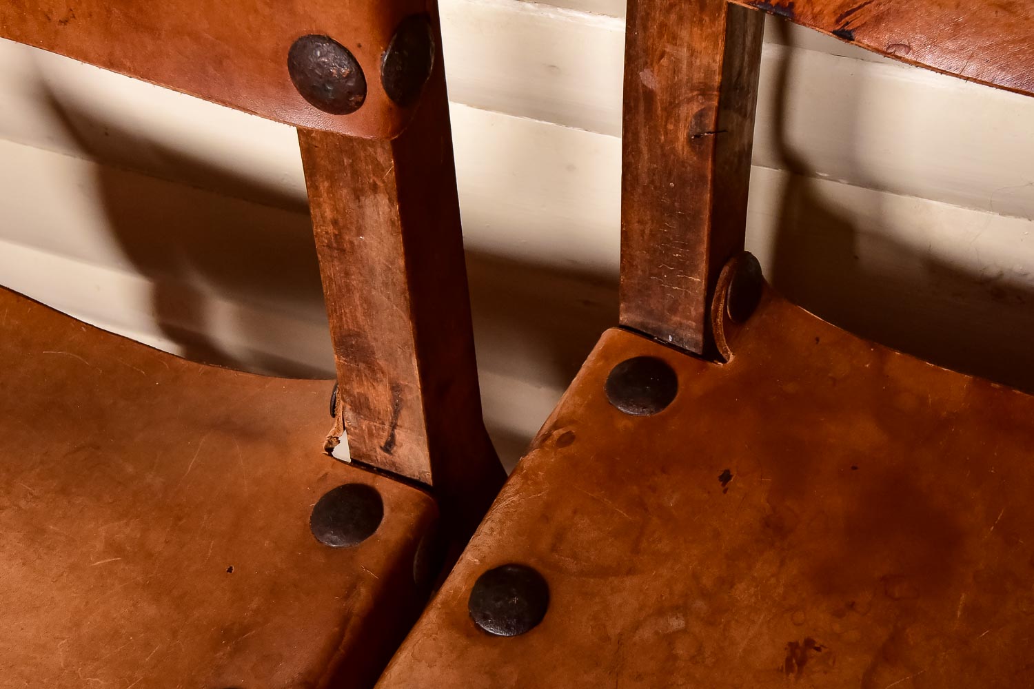 Pair of Wood and Leather Chairs