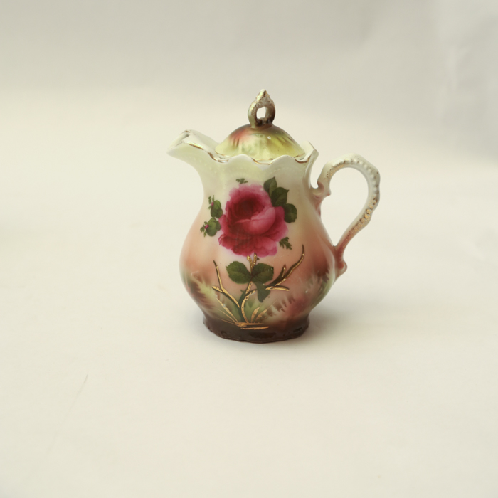 Floral China Teapot and Creamer Pitchers