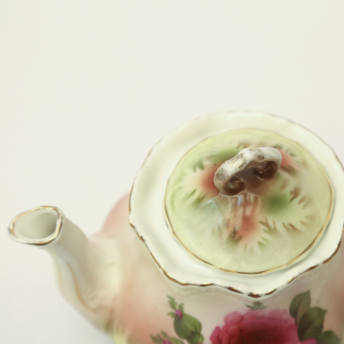 Floral China Teapot and Creamer Pitchers