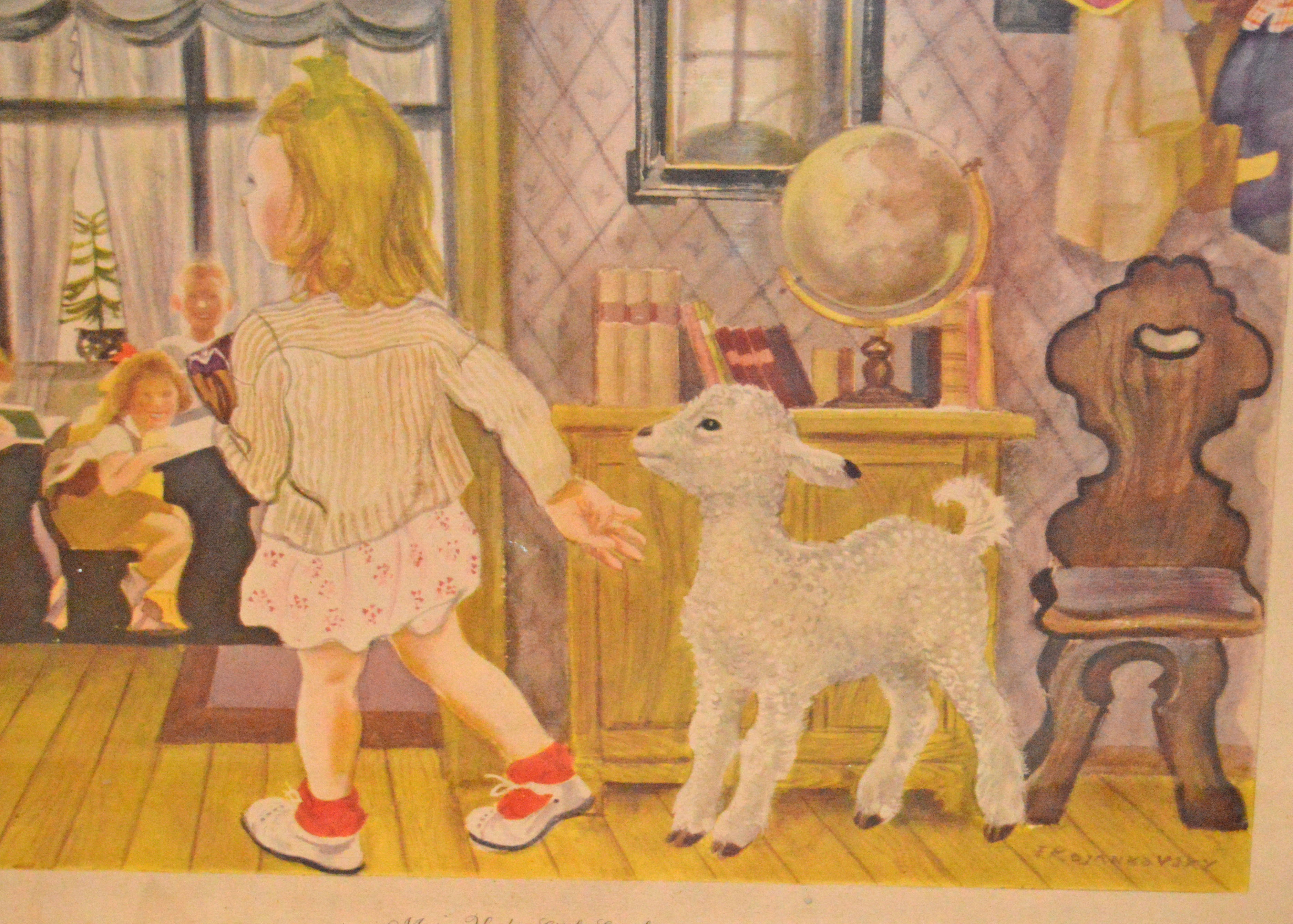 Vintage Print  Lithograph "Mary Had a Little Lamb"