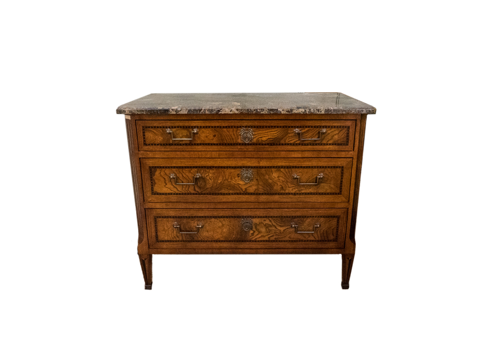 Louis XVI Style Oak and Marble Chest of Drawers