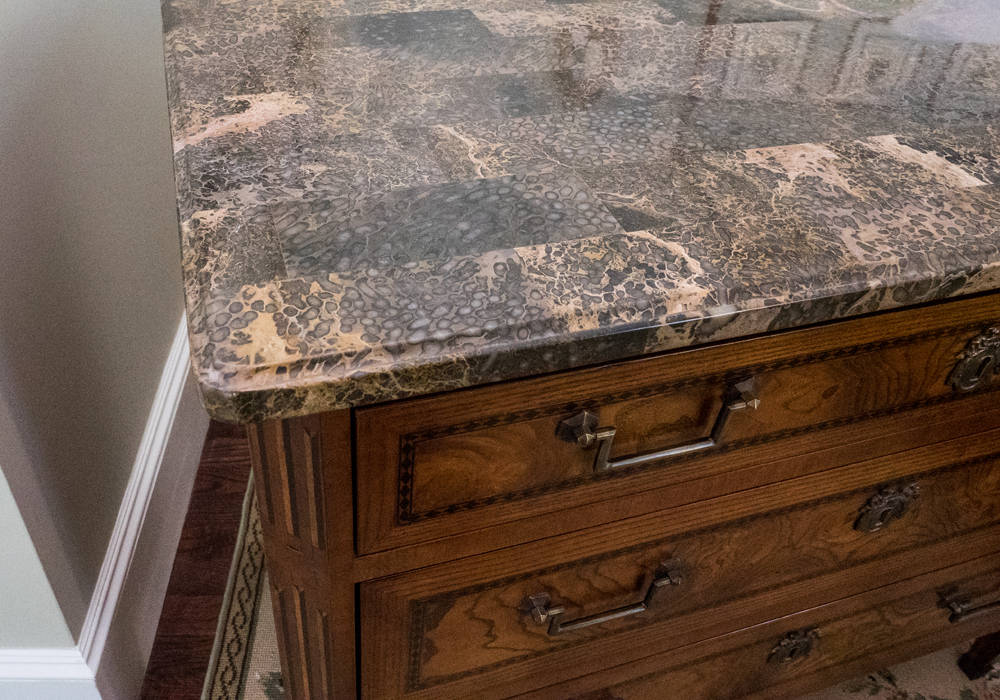 Louis XVI Style Oak and Marble Chest of Drawers