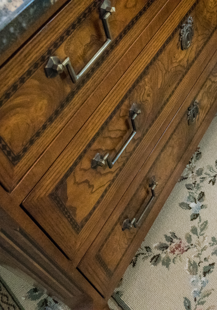 Louis XVI Style Oak and Marble Chest of Drawers