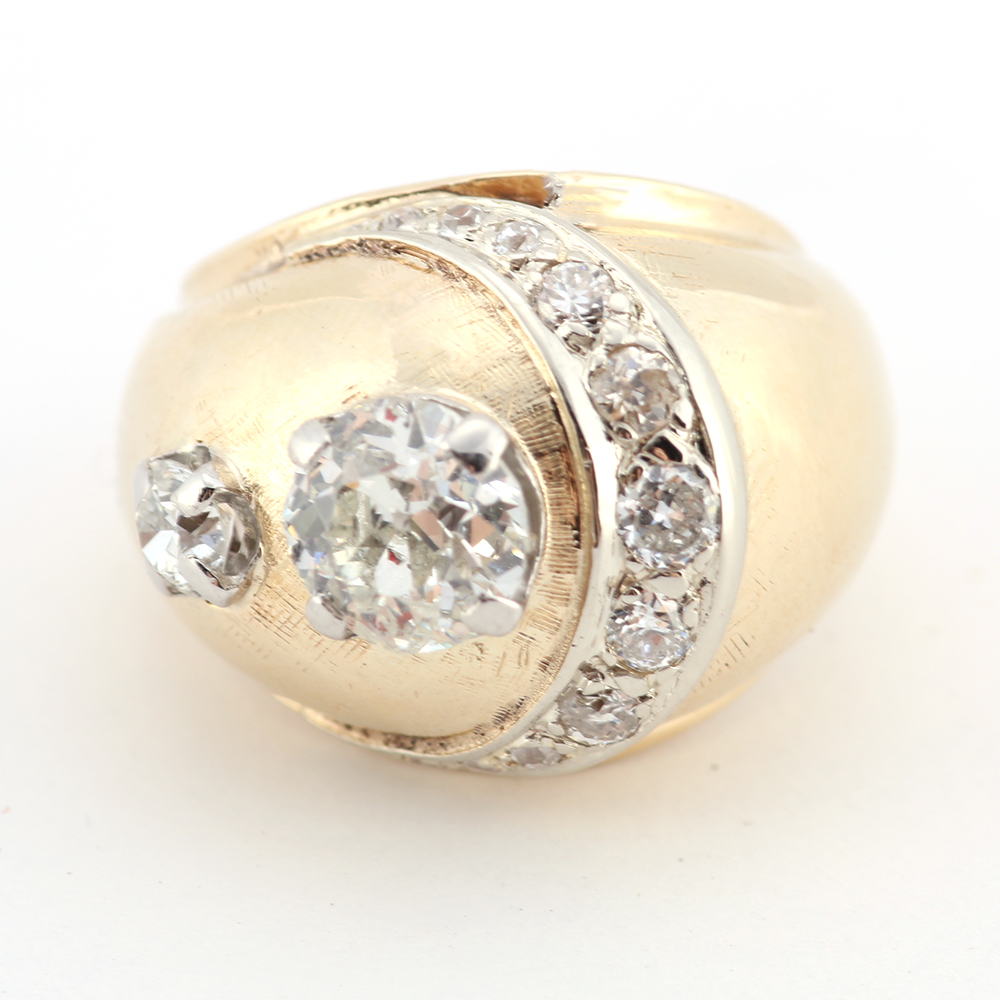 14K Yellow Gold and Diamond Ring