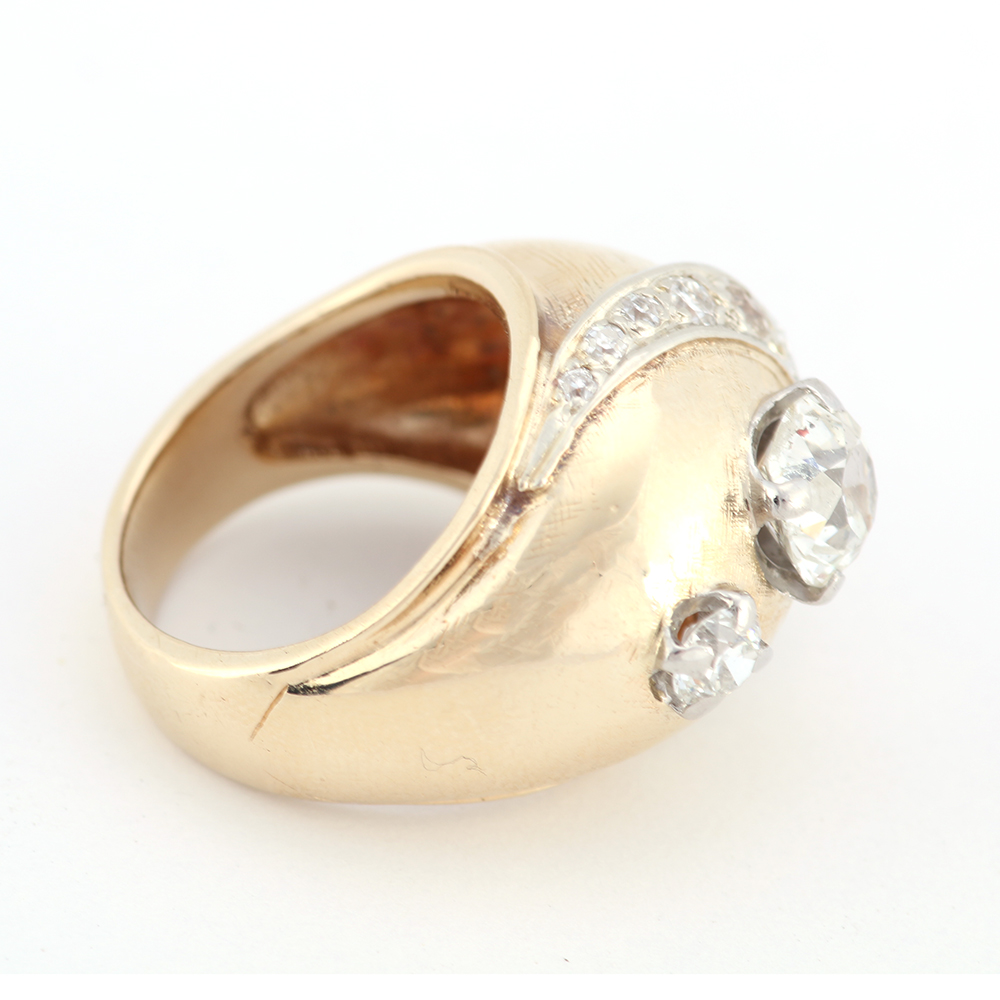 14K Yellow Gold and Diamond Ring
