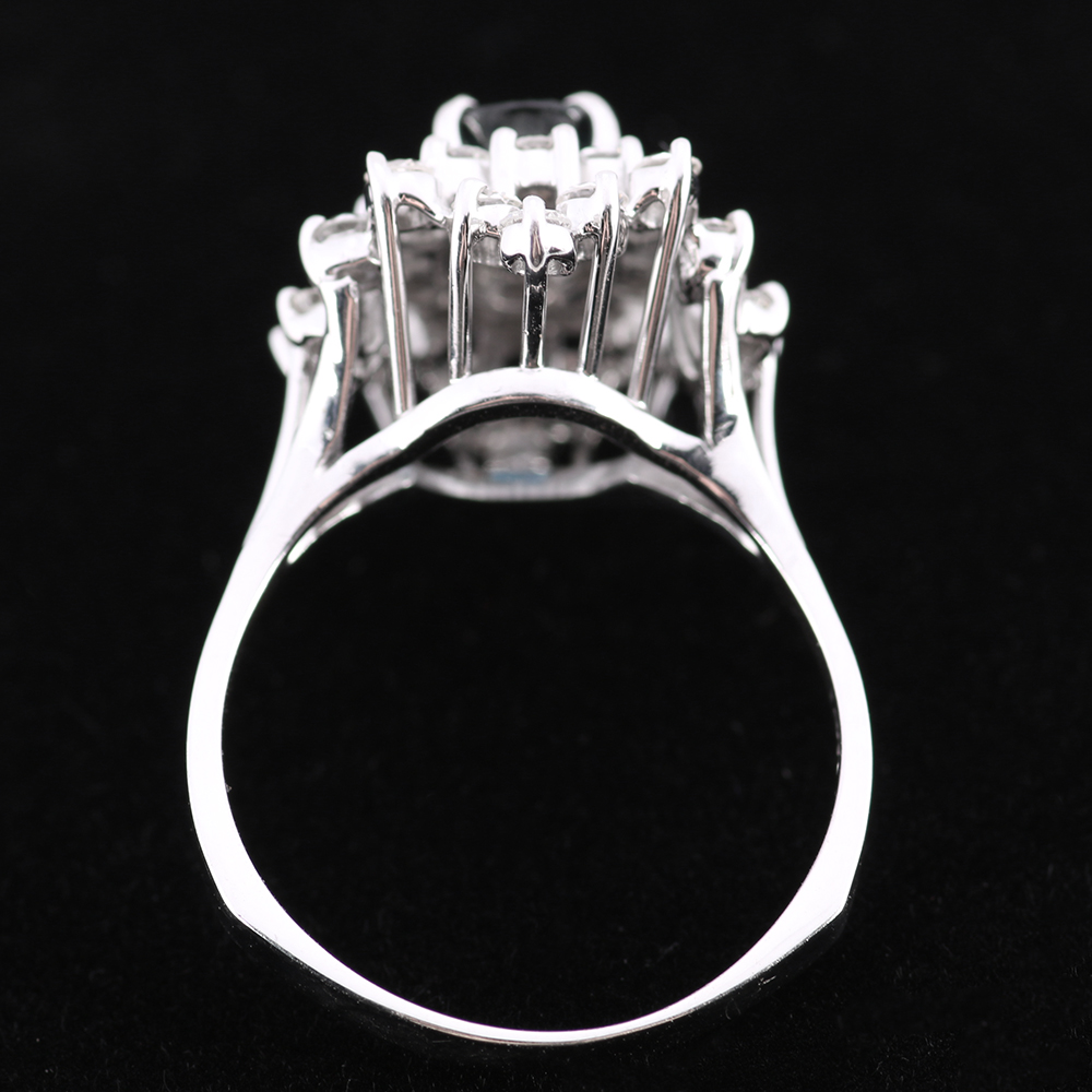 14K White Gold Diamond and Sapphire Ring