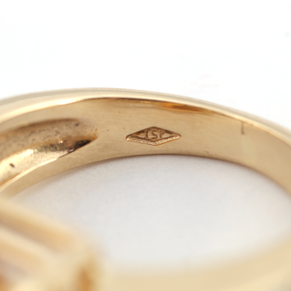 14K Yellow Gold Ring with Diamonds and Citrine