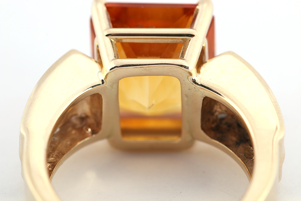 14K Yellow Gold Ring with Diamonds and Citrine