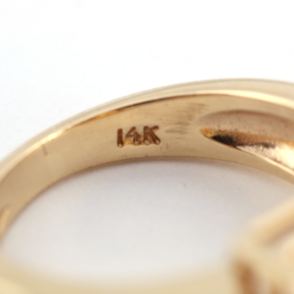 14K Yellow Gold Ring with Diamonds and Citrine