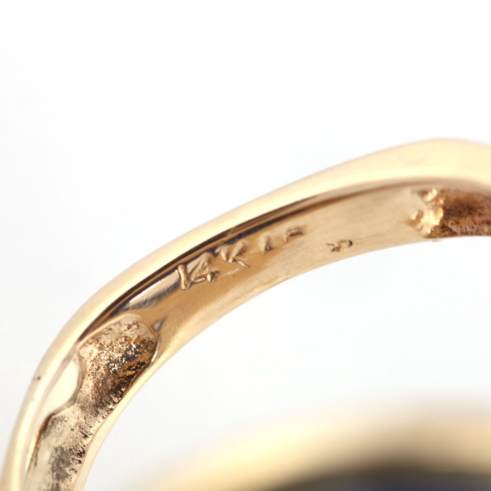 14K Yellow Gold Lapis Lazuli and Diamond Ring