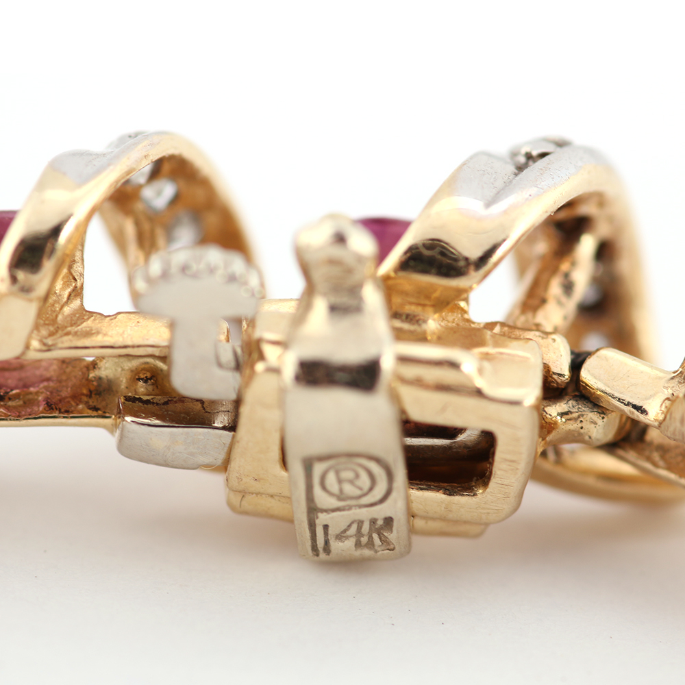 Pink Sapphire and Diamond 14K Gold Bracelet