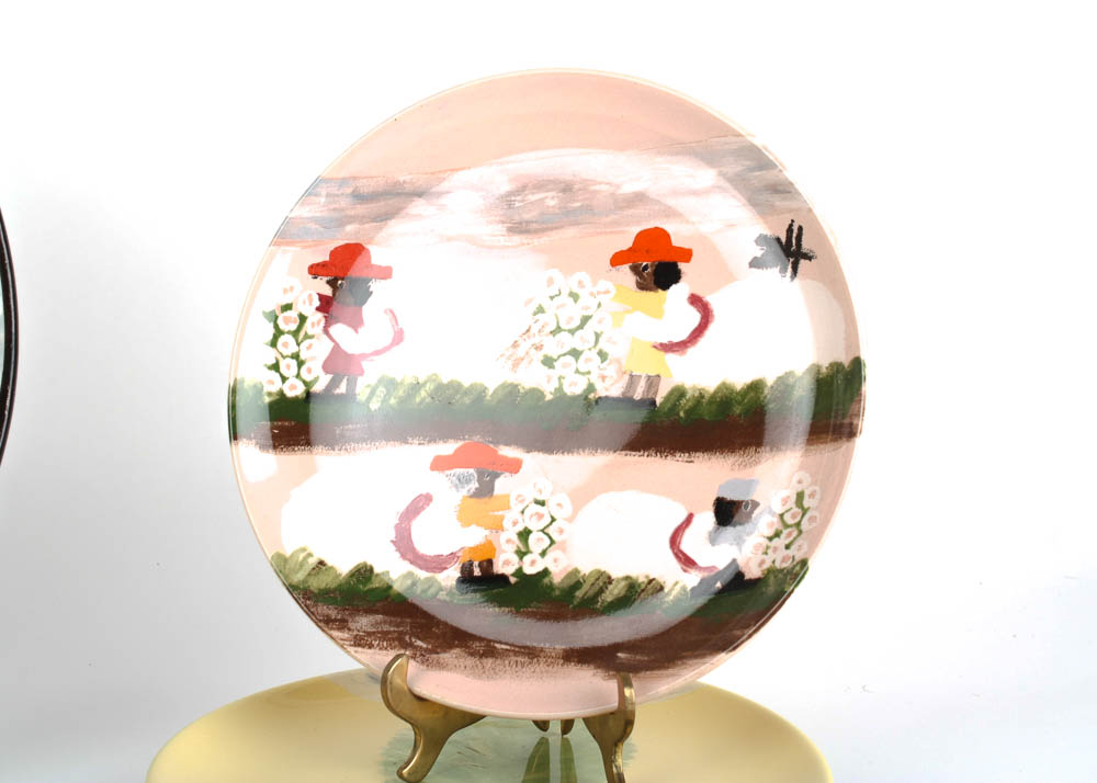 Hand Decorated Clementine Hunter Plates by Jennifer Sweeney and Decorative Wall Plate