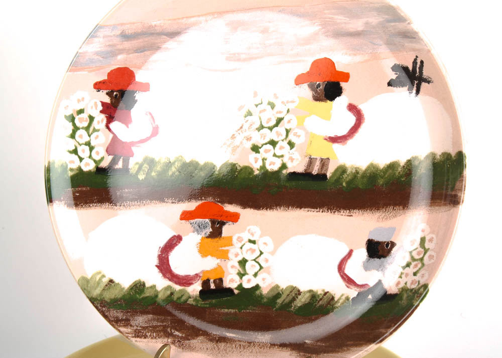 Hand Decorated Clementine Hunter Plates by Jennifer Sweeney and Decorative Wall Plate